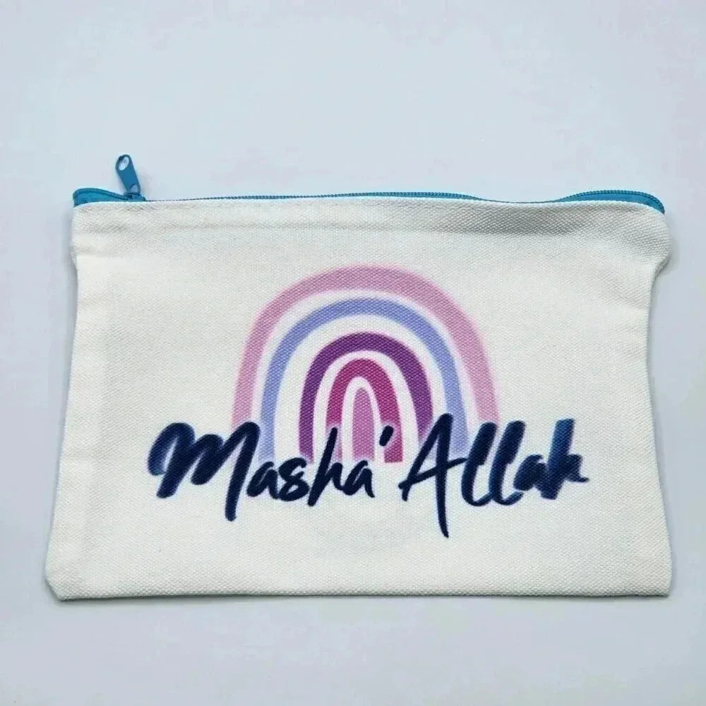 Mashallah Canvas Zipper Pencil Bag Makeup‎ Bag Pouch Bag Handmade NWT